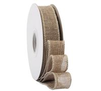 Ribbonitlux Natural Burlap Wired Ribbon, 25mm x 18 Meters, Wired Edge Burlap Ribbon for Gift Wrapping, Big Bow, Wreath, and Christmas Tree Decoration
