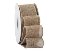 Ribbonitlux Natural Burlap Wired Ribbon, 50mm x 18 Meters, Wired Edge Burlap Ribbon for Gift Wrapping, Big Bow, Wreath, and Christmas Tree Decoration