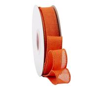 Ribbonitlux Orange Burlap Wired Ribbon, 25mm x 18 Meters, Wired Edge Burlap Ribbon for Gift Wrapping, Big Bow, Wreath, and Christmas Tree Decoration
