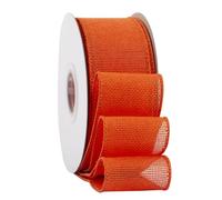Ribbonitlux Orange Burlap Wired Ribbon, 50mm x 18 Meters, Wired Edge Burlap Ribbon for Gift Wrapping, Big Bow, Wreath, and Christmas Tree Decoration