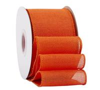 Ribbonitlux Orange Burlap Wired Ribbon, 75mm x 18 Meters, Wired Edge Burlap Ribbon for Gift Wrapping, Big Bow, Wreath, and Christmas Tree Decoration
