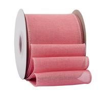 Ribbonitlux Pink Burlap Wired Ribbon, 100mm x 18 Meters, Wired Edge Burlap Ribbon for Gift Wrapping, Big Bow, Wreath, and Christmas Tree Decoration