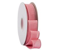 Ribbonitlux Pink Burlap Wired Ribbon, 25mm x 18 Meters, Wired Edge Burlap Ribbon for Gift Wrapping, Big Bow, Wreath, and Christmas Tree Decoration