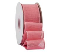 Ribbonitlux Pink Burlap Wired Ribbon, 50mm x 18 Meters, Wired Edge Burlap Ribbon for Gift Wrapping, Big Bow, Wreath, and Christmas Tree Decoration