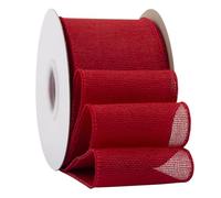 Ribbonitlux Red Burlap Wired Ribbon, 75mm x 18 Meters, Wired Edge Burlap Ribbon for Gift Wrapping, Big Bow, Wreath, and Christmas Tree Decoration