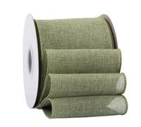 Ribbonitlux Spring Moss Burlap Wired Ribbon, 100mm x 18 Meters, Wired Edge Burlap Ribbon for Gift Wrapping, Big Bow, Wreath, and Christmas Tree Decoration