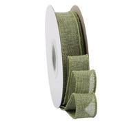Ribbonitlux Spring Moss Burlap Wired Ribbon, 25mm x 18 Meters, Wired Edge Burlap Ribbon for Gift Wrapping, Big Bow, Wreath, and Christmas Tree Decoration