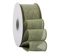 Ribbonitlux Spring Moss Burlap Wired Ribbon, 50mm x 18 Meters, Wired Edge Burlap Ribbon for Gift Wrapping, Big Bow, Wreath, and Christmas Tree Decoration