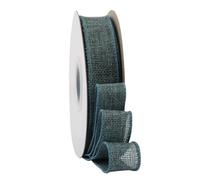 Ribbonitlux Teal Burlap Wired Ribbon, 25mm x 18 Meters, Wired Edge Burlap Ribbon for Gift Wrapping, Big Bow, Wreath, and Christmas Tree Decoration