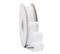 Ribbonitlux White Burlap Wired Ribbon, 25mm x 18 Meters, Wired Edge Burlap Ribbon for Gift Wrapping, Big Bow, Wreath, and Christmas Tree Decoration