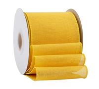 Ribbonitlux Yellow Burlap Wired Ribbon, 100mm x 18 Meters, Wired Edge Burlap Ribbon for Gift Wrapping, Big Bow, Wreath, and Christmas Tree Decoration
