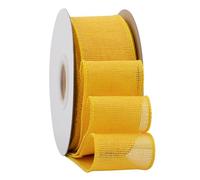 Ribbonitlux Yellow Burlap Wired Ribbon, 50mm x 18 Meters, Wired Edge Burlap Ribbon for Gift Wrapping, Big Bow, Wreath, and Christmas Tree Decoration