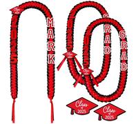 Ribbonlic 2 Pcs Graduation Lei Class of 2025 Handmade Grad Ribbon Lei DIY Name Braided Necklace Congrats Graduates Money Leis Graduation Gift High School Grad Party Supplies for Women Men, Zinc, Amber
