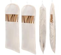 Ribbonlic 2 Pcs Space Saving Hanging Garment Bag with Self Compression Zipper Beige Space-saving Dust-proof Down Jacket Compression Storage Bag for Coats Blankets Sweaters Seasonal Clothes (XL)