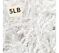 Ribbonlic 5 lb White Crinkle Cut Paper Shred Filler Wedding Shredded Paper for Gift Box Baskets White Crinkle Filler for Holiday Wrapping Bridesmaid Gifts Engagement Filling Birthdays Decor
