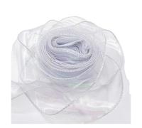 Ribbons for Crafting 40mm 30Yards Fishtail Organza Ribbon Reflective Iridescent Wavy Edge Ribbon for Wrapping DIY Bow Bouquet Voile Ribbons(White)