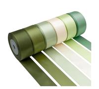 Ribbons for Crafting 6 Rolls 150yards Assorted Solid Color Silk Ribbon Satin for Wedding Invitation Bouquets Birthday Party DIY Gift Packaging(Green Set)