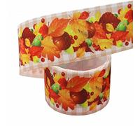 Ribbons for Crafts 10-100 Yards Roll Autumn Decorative Ribbon Fall Theme Ribbon Thanksgiving(I,100yard)