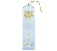 RibbonsNow Honorable Mention Award Ribbons - 25 Light Blue Ribbons with Card & String