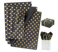 RIBBOOO 100 Sheets Black Gold Dot Tissue Paper 50cmX30cm Large Wrapping Paper for Gift Wrapping Flower Bouquet DIY Handmade Crafts Art Tissue for Birthday Wedding Graduation Valentines Christmas