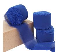 RIBBOOO 3 Rolls Royal Blue Chiffon Ribbon 1 inch× 5 Yards Ribbon Fabric Silk Ribbon for Gift Wrapping Wedding Party Decoration Flower Bouquet Wrapping Bows Making DIY Crafts