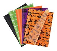 RIBBOOO 60 Sheets Halloween Tissue Paper Bulk 50cm X 35cm Black Purple Orange Lime Wrapping Tissue Paper for Gift Bags, Floral Bouquet, Basket, Gift Wrap Paper for Halloween DIY Crafts Party Decor