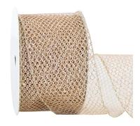 RIBBOOO Champagne Gold Glitter Web Mesh Wired Ribbon, 2.5 Inch 10 Yards Metallic Sparkling Fabric Ribbon for Wreath Bow Making, Gift Wrapping, Wedding, Christmas Tree Decoration