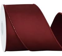RIBBOOO Claret Satin Wired Ribbon 6.3cm x 18.3 Meters Wine Red Double-Faced Satin Wired Edge Ribbon for Bows Gift Wrapping Wedding Christmas Decoration Flowers DIY Handmade