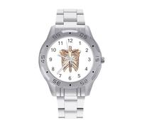 Ribcage Business Watch for Men Metal Band Watches Casual Gift Three-Hand Wrist Watch for Boyfriend Father