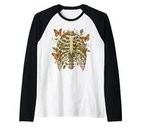 Ribcage Nature Tee Butterfly Slug Moss Goth Skeleton Anatomy Raglan Baseball Tee
