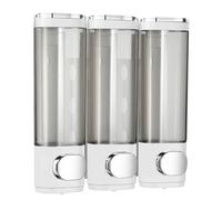 Ribech Soap Dispenser, 3 Chamber 300mL Shampoo and Conditioner Dispenser Pump, Wall Mounted Storage Container for Bathroom, Kitchen, Hotel (White, Set of 3)