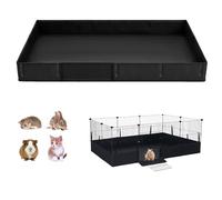 RIBEED Guinea Pig Cage Liner, 48''L x 24''W Waterproof and Washable Tarp Base for Grids Guinea Pig Hedgehog Bunny Habitat, Rabbit Cage Liner with One-Hand Release Hook & Thickened Bottom Corner-Black