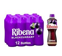 Ribena Blackcurrant Juice Drink 500ml Multipack of 12 | Real Fruit | Rich In Vitamin C | No Artificial Colours or flavous | Fruity Refreshment | Ready To Drink | 100% Recycled Plastic Bottle