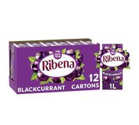Ribena Blackcurrant Juice Drink Carton 12x1L | Real Fruit | Rich In Vitamin C | No Artificial Colours or flavours | Perfect For On The Go