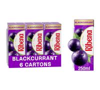 Ribena Blackcurrant Juice Drink Cartons - Multipack 6x250ml; Real Fruit; Rich In Vitamin C; No Artificial Colours or flavours ; Perfect For On The Go