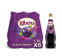 Ribena Blackcurrant Squash 6 bottles x 1.5L - Real British Blackcurrants | Rich in Vitamin C | No Artificial Colours or Flavours | 100% Recycled Plastic Bottle