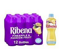 Ribena Pineapple and Passion Fruit Juice Drink No Added Sugar 500ml 12 pack .Real Fruit. Rich in Vitamin C No Artificial Colours or Flavours Tropical Refreshment Ready To Drink 100% Recycled
