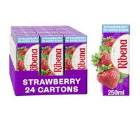 Ribena Strawberry Juice Drink Cartons - Multipack 24x250ml; No Added Sugar Real Fruit; Rich In Vitamin C; No Artificial Colours or flavours ; Perfect For On The Go