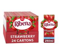 Ribena Strawberry No Added Sugar Cartons - Multipack 24x 250ml | Real Fruit | Rich In Vitamin C | No Artificial Colours or Flavours | Ready to Drink