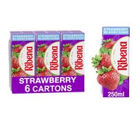 Ribena Strawberry No Added Sugar Cartons - Multipack 6x 250ml | Real Fruit | Rich In Vitamin C | No Artificial Colours or Flavours | Ready to Drink