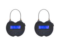 Ribinuod 2X Smart Time Lock LCD Display Time Lock USB Rechargeable Temporary Timer Padlock Travel Electronic Timer Black