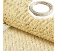 RIBLOR Natural Rattan Cane Webbing Roll, 50cm Width, Rattan Sheet Roll, Cane Material Woven Mesh Fabric for Caning Projects Furniture Chair Cabinet Ceiling(17.7x39inch)
