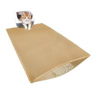 Ribnckly Cat Litter Mat, Cat Litter Trapping Mat, 47.2''x27.6''Inch, Double Layer Waterproof Proof Litter Box mat, Non-Slip Design, Reduces Litter Scatter, Easy to Clean, Beige