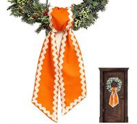 RIC Rac Wave Edge Wreath Sash for Front Door, Adjustable Ribbon Bow for Wreath Yard Doorway Indoor Outdoor Bow Bridal Shower Home Decor