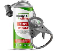 Ricaria Clima - 5in1 - Air Conditioning Recharge R134a + Hose, 235g per Can, for Car AC, containing Oil, Sealant, UV Dye and Desiccant - Protects the Compressor