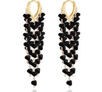 Ricarmo Bohemian Acrylic 14K Gold Love Heart Fringe Lightweight Dangle Drop Earrings Chandelier Long Tassel Hoop Earrings for Women, 2.44inch, Metal, No Gemstone