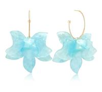 Ricarmo Bohemian Acrylic Flower Lightweight Dangle Drop Earrings Resin Large Flower Petal Floral Statement Hook Earrings for Women, 2.44inch, Acrylic, No Gemstone