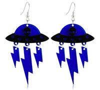 Ricarmo Bohemian Creative Acrylic Spacecraft UFO Lightweight Earrings Creative Halloween Alien Lightning Novelty Dangle Drop Earrings For Women Jewelry Gifts, Acrylic, No Gemstone
