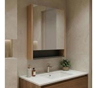 ricato 600mm wooden wall mounted bathroom mirror cabinet in walnut