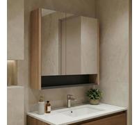 ricato 800mm wooden wall mounted bathroom mirror cabinet in walnut
